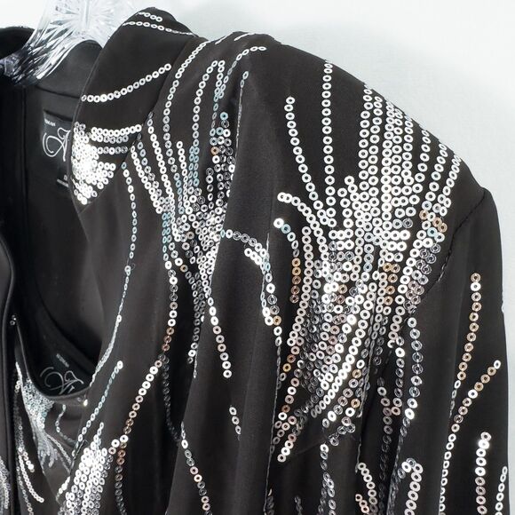 Alex Evenings Sequin Twinset Mandarin Neck Womens 1X Black Silver Event Formal - Picture 13 of 16